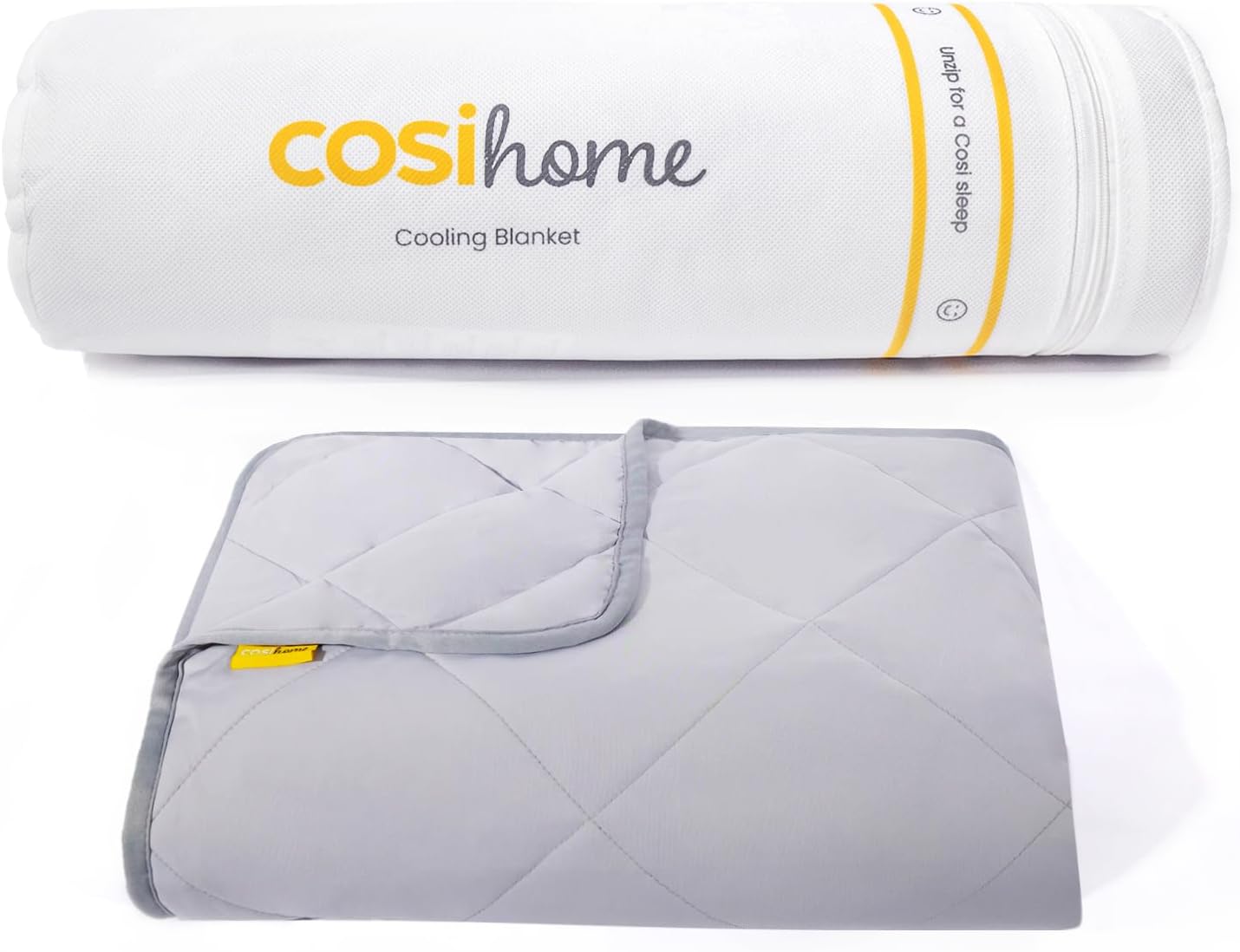 Cosi Home Luxury Cooling Blanket Q-Max>0.4 Cooling Nylon Fibres – Lightweight, Reversible Microfiber Throw for Sofas & Beds – Summer, Cold Blanket for Night Sweats & Sleeping – Quilted Grey