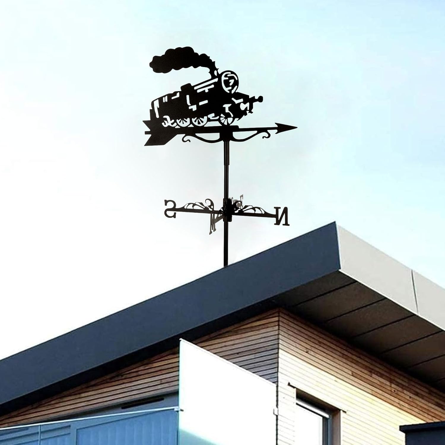 Metal Roof Weather Vane Iron Wind Vane for Yard Decoration with Black Finish and Single Point Design for Garden Cupola Sheds Weathervane for Garden Cupola Sheds