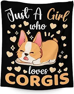 Corgi Blanket Gifts - 40"x50" Cute Throw for Adults, Kids - Black Soft Fuzzy Blankets for Bed, Couch & Living Room