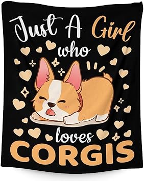 Corgi Blanket Gifts - 40"x50" Cute Throw for Adults, Kids - Black Soft Fuzzy Blankets for Bed, Couch & Living Room