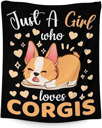 Corgi Blanket Gifts - 40"x50" Cute Throw for Adults, Kids - Black Soft Fuzzy Blankets for Bed, Couch & Living Room
