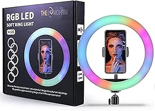 MJ-26 RGB Ring Light With Phone Holder And Coloring Vibrant Lighting Is Highly Practical For Shoots Setup - Black