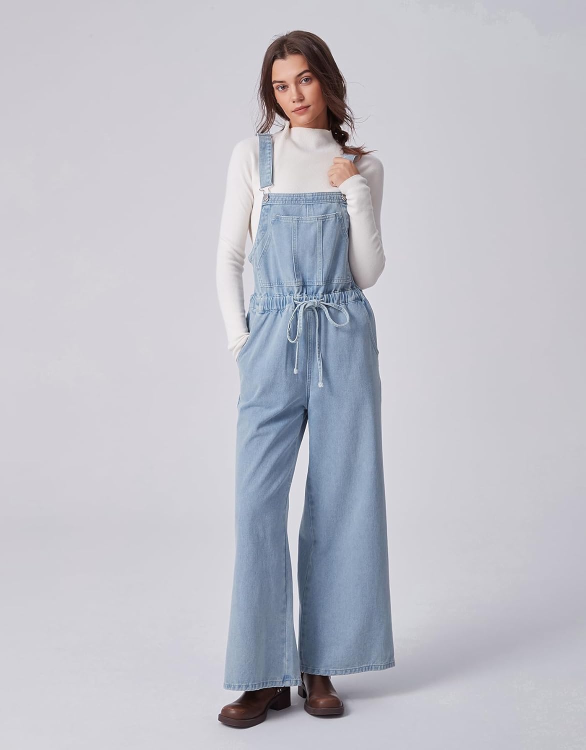 Kedera Women's Oversized Denim Jumpsuit Wide Leg Overalls Buckle Up Loose Fit Baggy Overalls Y2K Streetwear - Image 5
