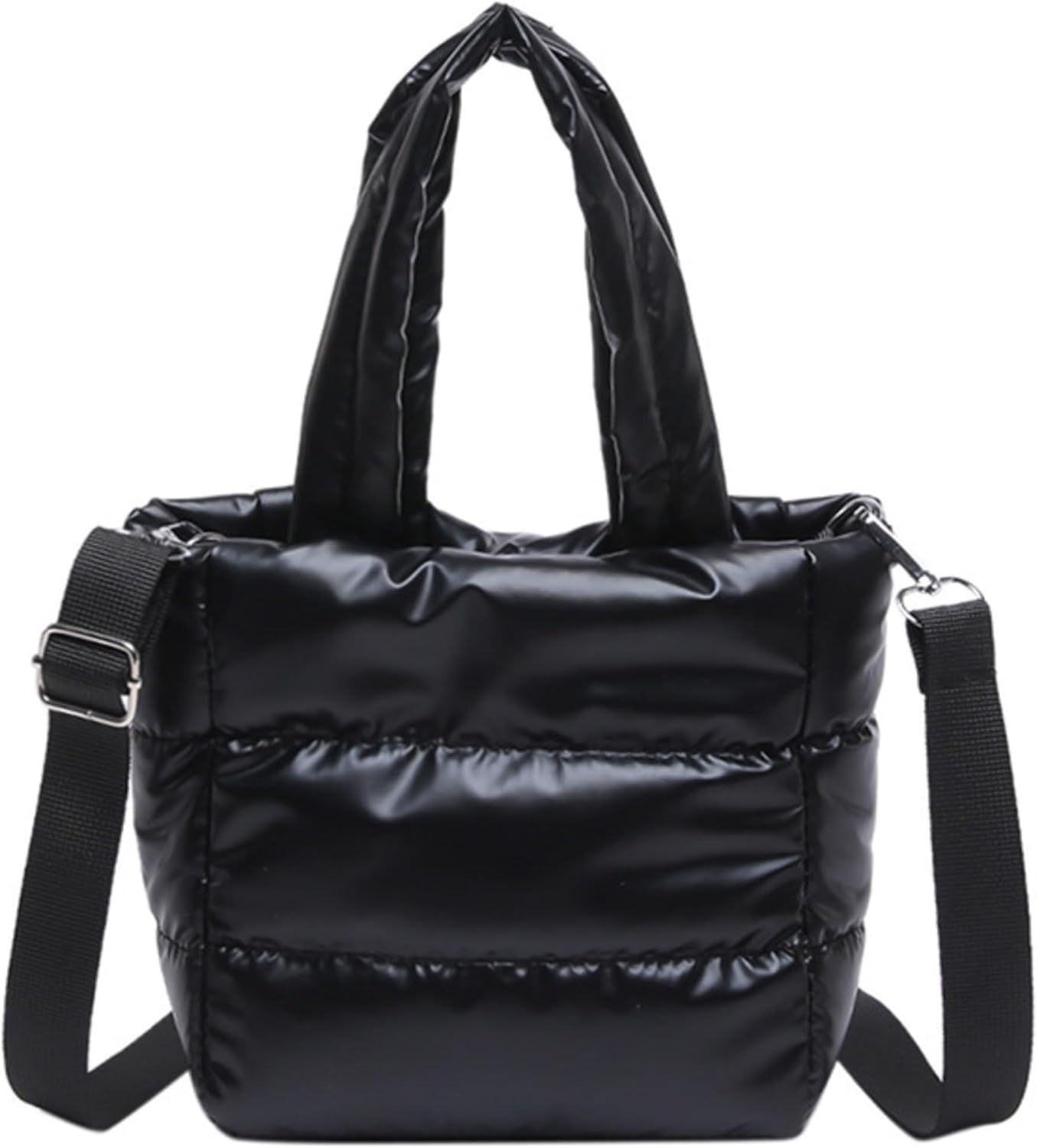 Quilted Metallic Lightweight Phone Crossbody Purse, Puffer Small Tote Bag Soft Padded Adjustable Strap, Women Shoulder Bag