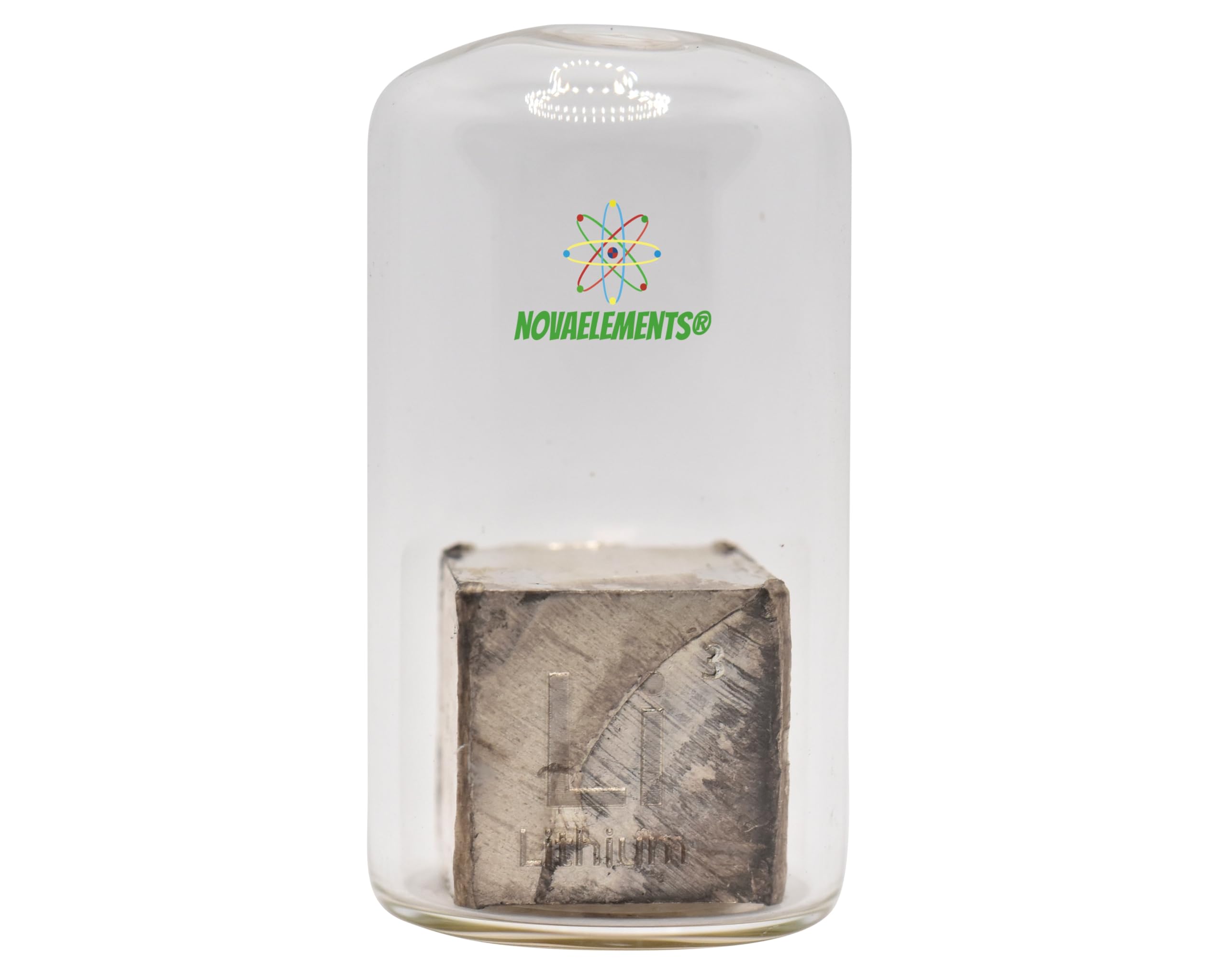 Lithium cube densité, Lithium métal cube 10 x 10 x 10 mm pur à 99,9 % pour collection d'éléments, en ampoule sous argon