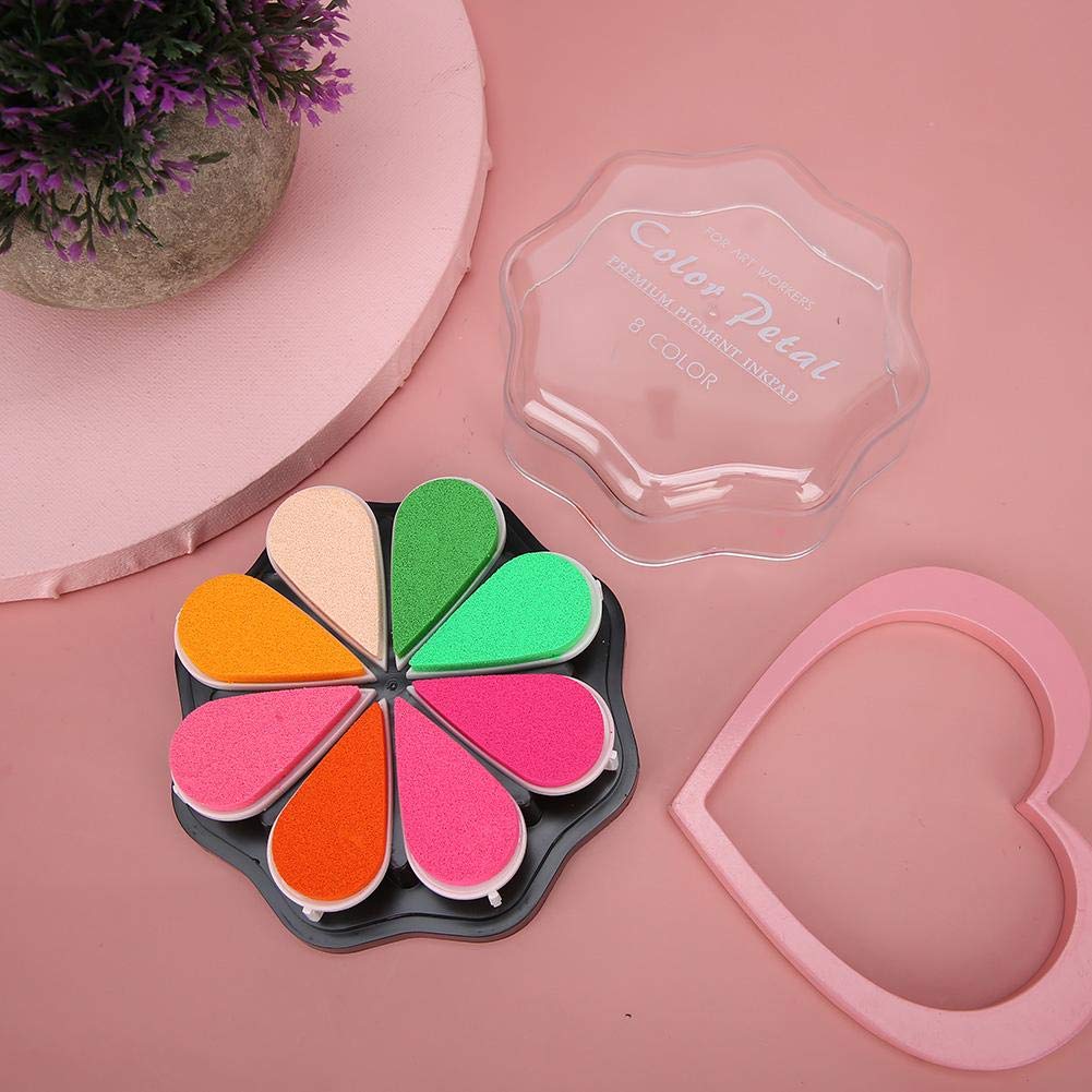 Ink Pad, 8 Colors Petal Shape Stamps Ink Pad for Schedule Book Scrapbook DIY Craft Painting, Botanic Garden - Image 3