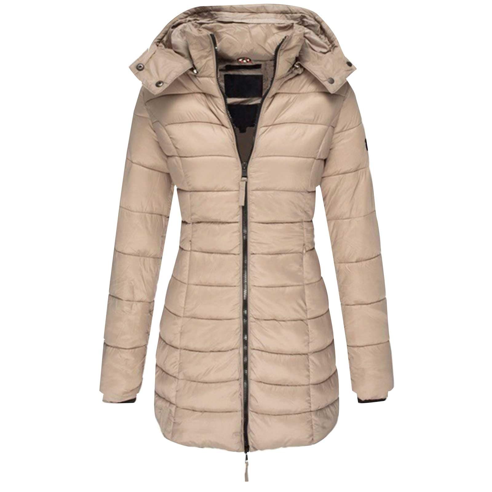 Abrigo de invierno para mujer, largo y cálido, chaqueta de plumón con capucha, chaqueta acolchada con cremallera, chaqueta acolchada de invierno, chaqueta de esquí gruesa, impermeable