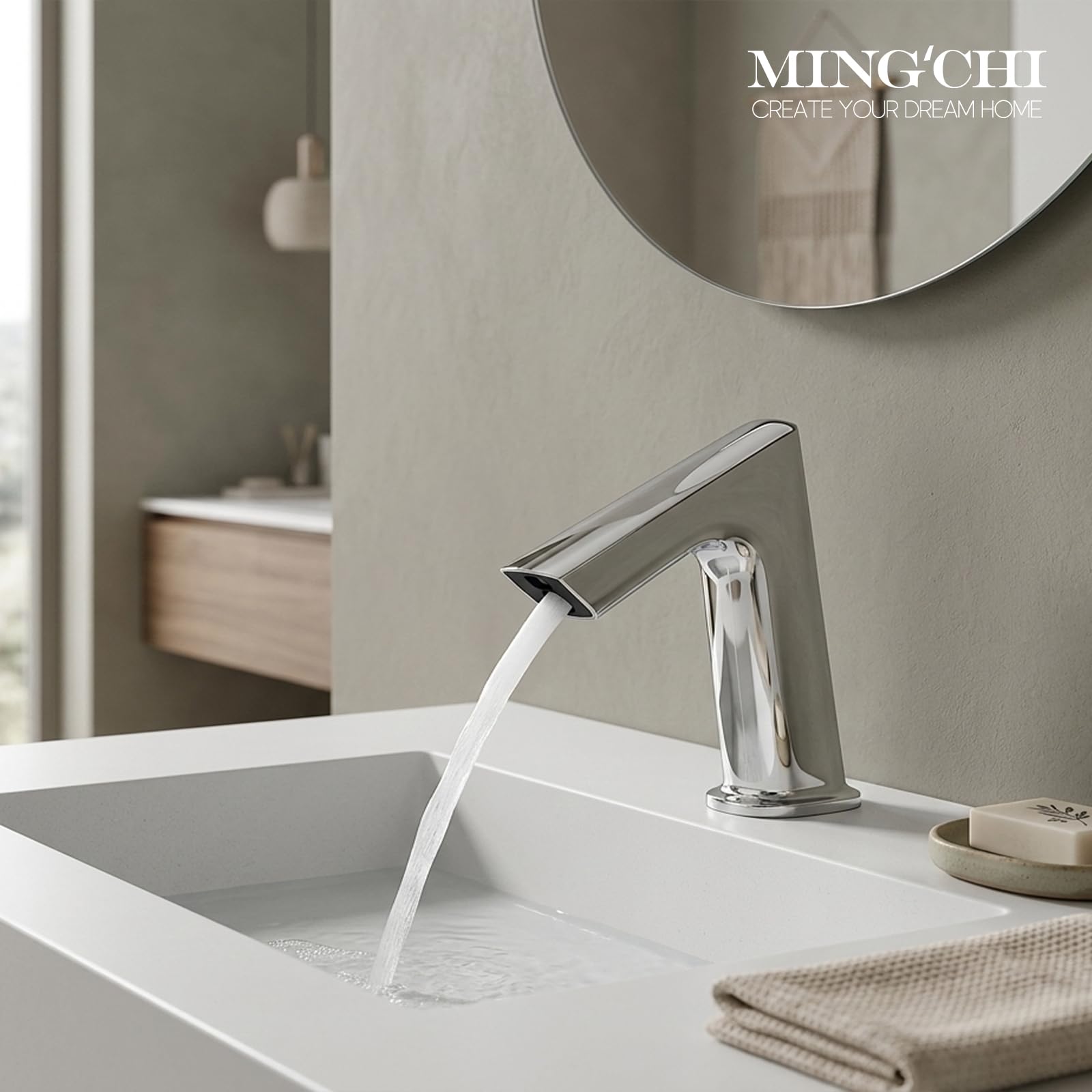 Rubinetto Sensore Bagno Automatico Touchless con Miscelatore Acqua Calda e Fredda
