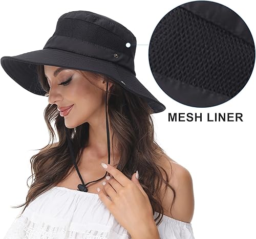 Miniatura 6 de ANOTHER CHOICE Sombrero de sol para mujer, ala ancha, transpirable, de nailon, para senderismo, verano, pesca, con cordón ajustable
