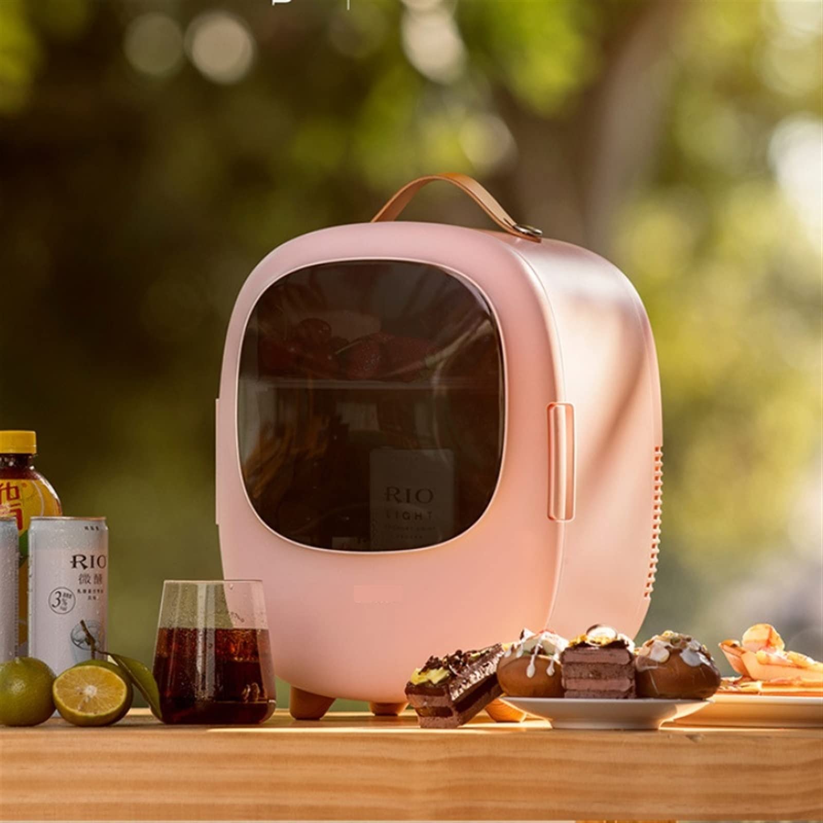 Mini frigorifero piccolo frigorifero per la casa cosmetici riscaldamento e raffreddamento doppio uso auto casa studente dormitorio portatile (rosa)