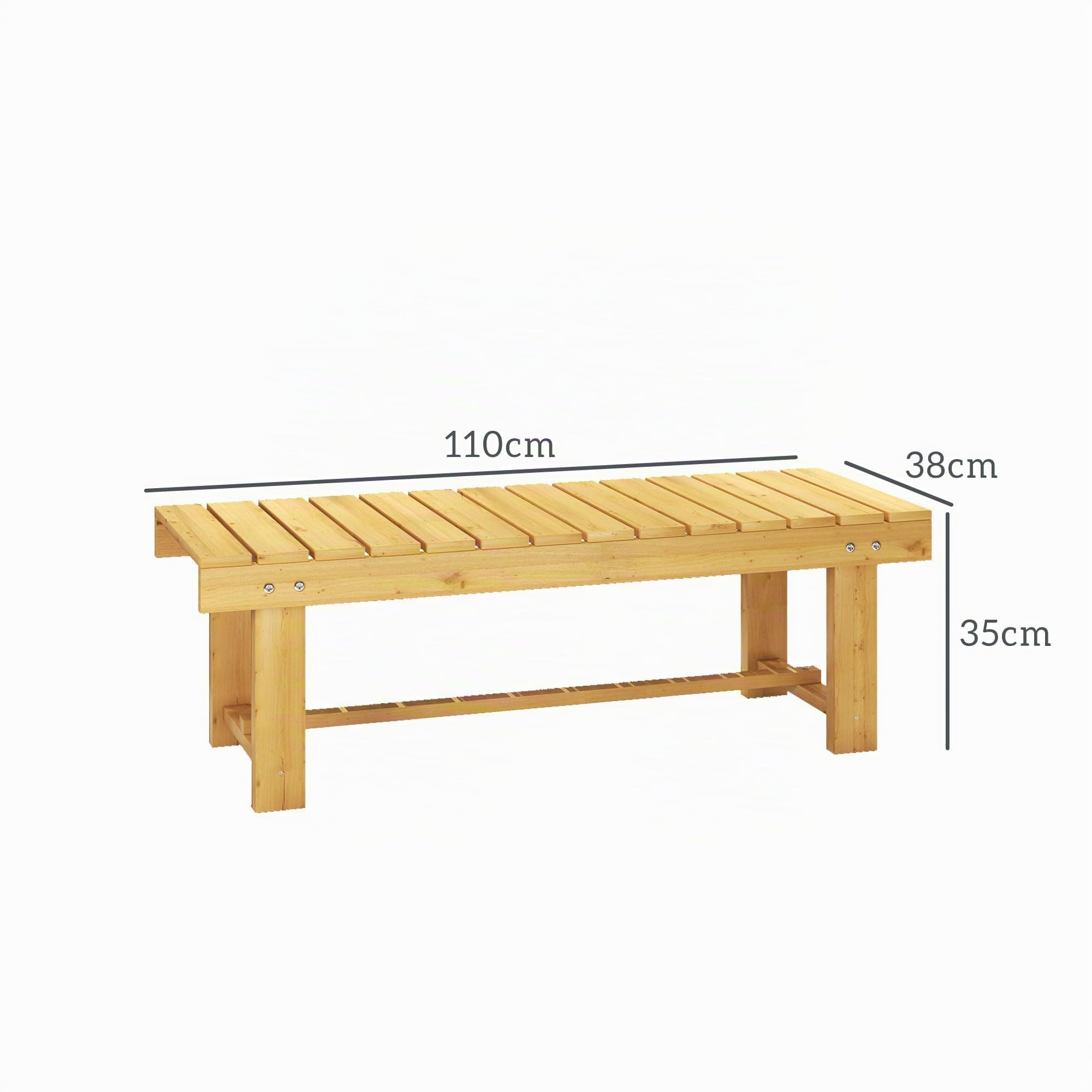 Outsunny Banc de Jardin Bois 2 Places Style Rural Chic110 x38 x35 cm | Assise à Lattes, Sapin pré-huilé