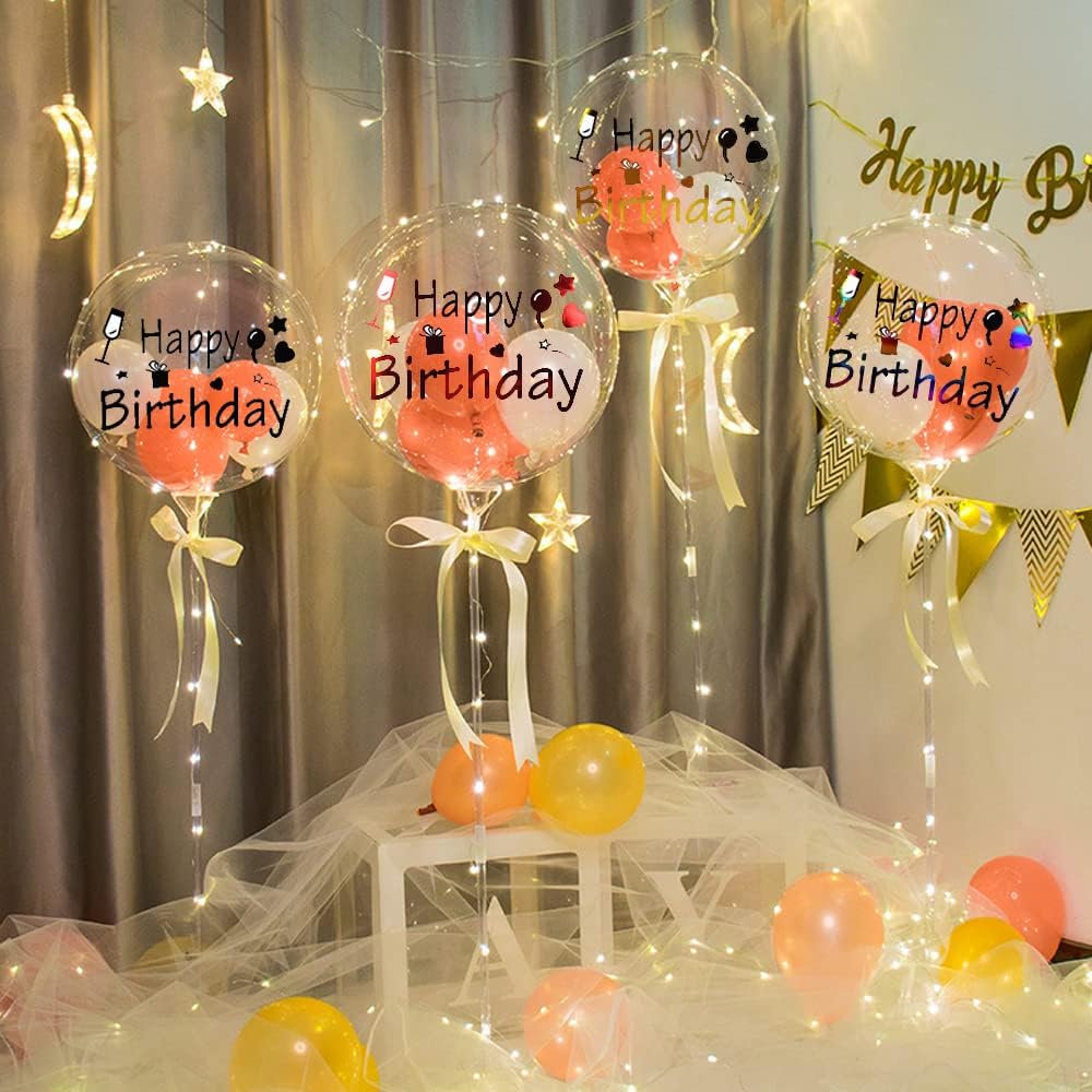 Happy Birthday Balloon Stickers Mixed Color Bobo Balloon Stickers 10 PCS DIY Letter Decals Glass Paster Large Gift Box Celebration Party Supplies Decoration - Image 4