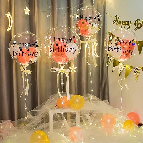 Miniatura 10 de Calcomanías de feliz cumpleaños para globos, 12 piezas de calcomanías de globos de fiesta Bobo de color dorado y negro, calcomanías de letras para