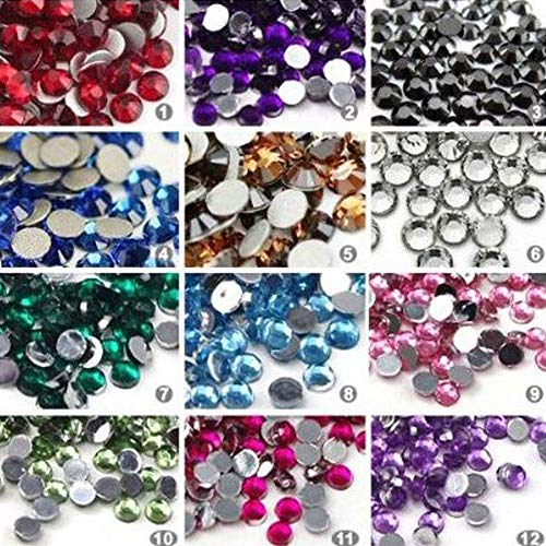 DDG EDMMS 3000 piezas para manicura, 12 colores, con diseño de puntas rebanadas de diamantes de imitación brillantes, para pegar con gel UV acrílico