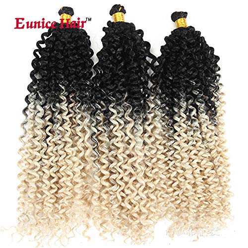 Pack de 6 extensiones de pelo Eunice Hair Water Wave Crochet Braids Hair Extensions 35 raíces/Pack de pelo sintético pelo trenzado trenzas Ombre 2 tonos Color Curly Hair 100 Gram/PC 35 cm