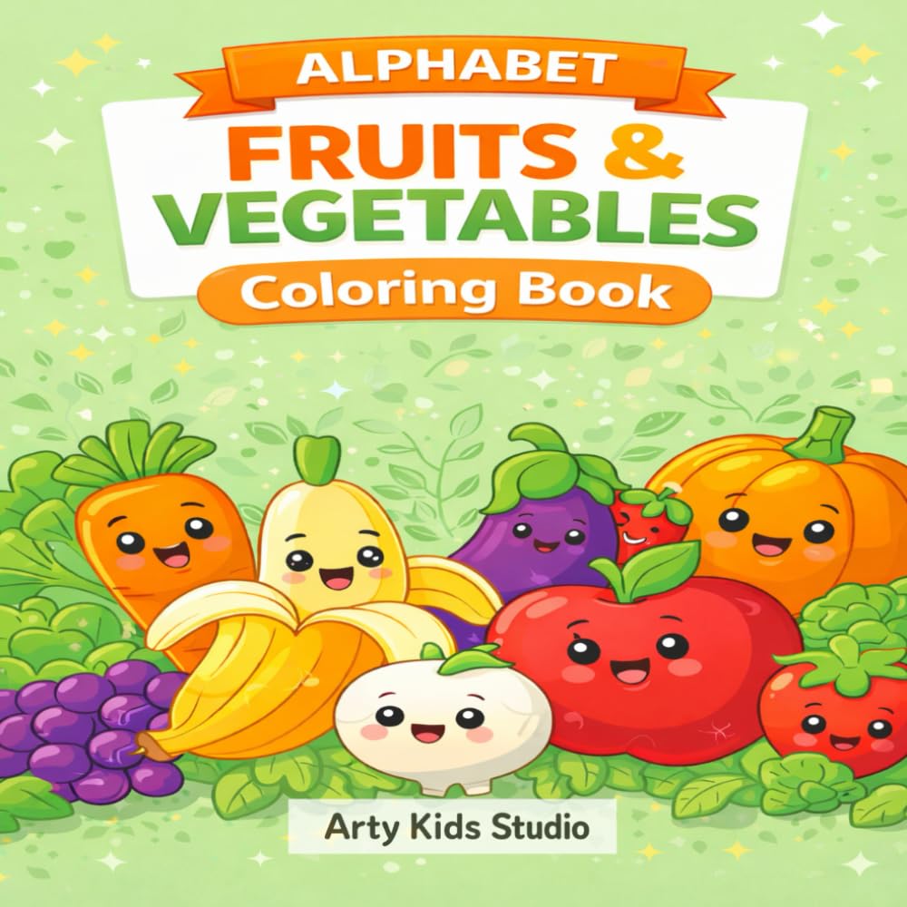 Alphabet Fruits & Vegetables Coloring Book