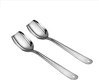 Vista 8 de IMEEA Cuchara de cocina de borde plano de acero inoxidable 18/8, cuchara mezcladora de 10 pulgadas, juego de 2