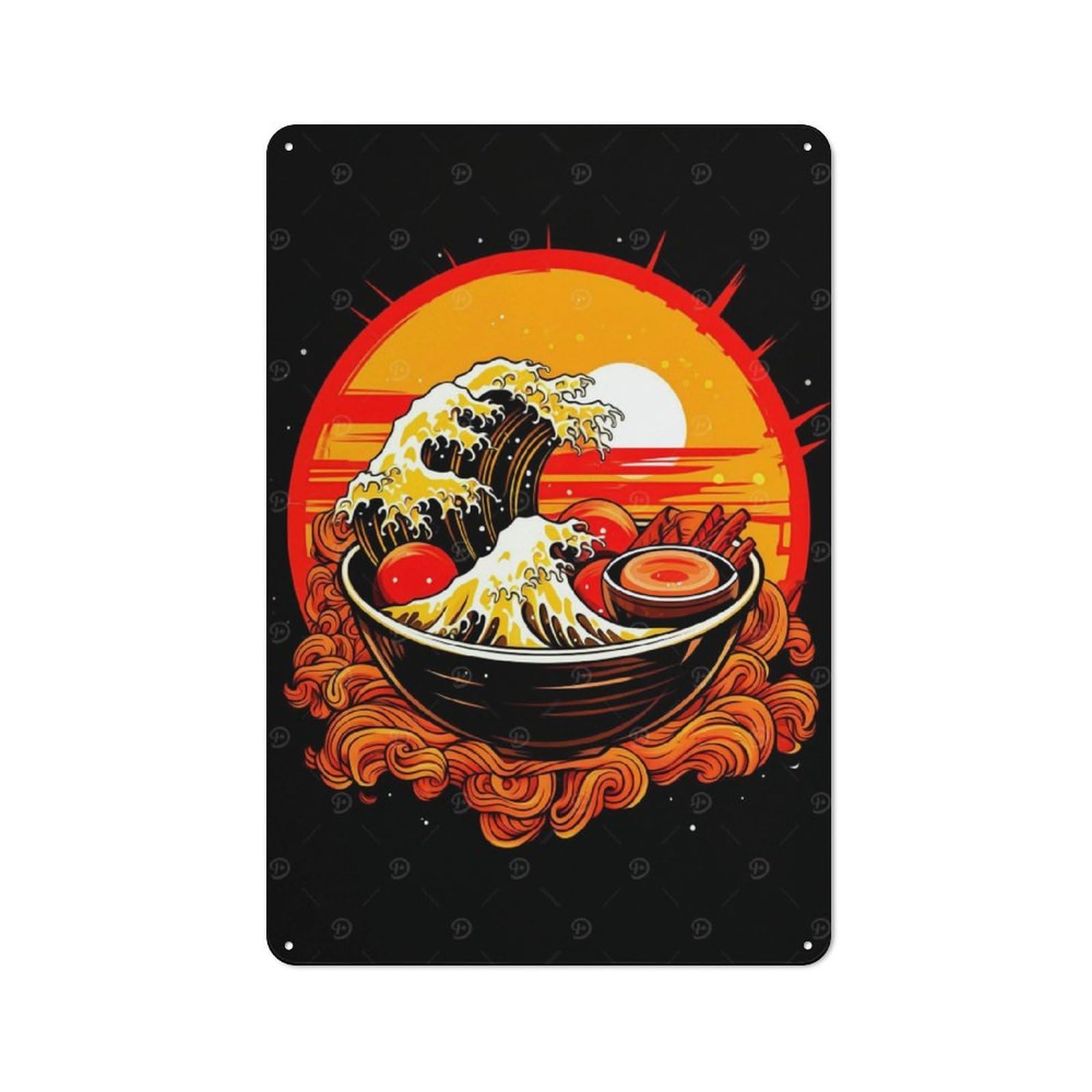 Industrial Metal Wall Sign 30x20cm Featuring Ramen, Urban Room Decor for Loft, Studio, Office Or Creative Room