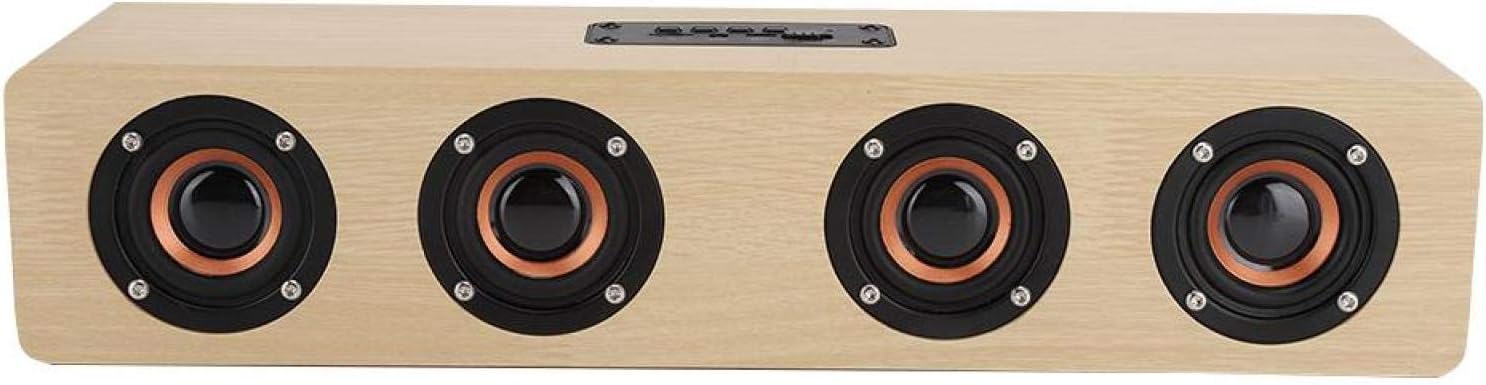 Sxhlseller Altavoz 12W W8 Sonido Inalámbrico de Madera Tyrant TV Altavoz Soporte Tarjeta Enchufable/FM/Recepción de Mensajes de Voz(marrón)