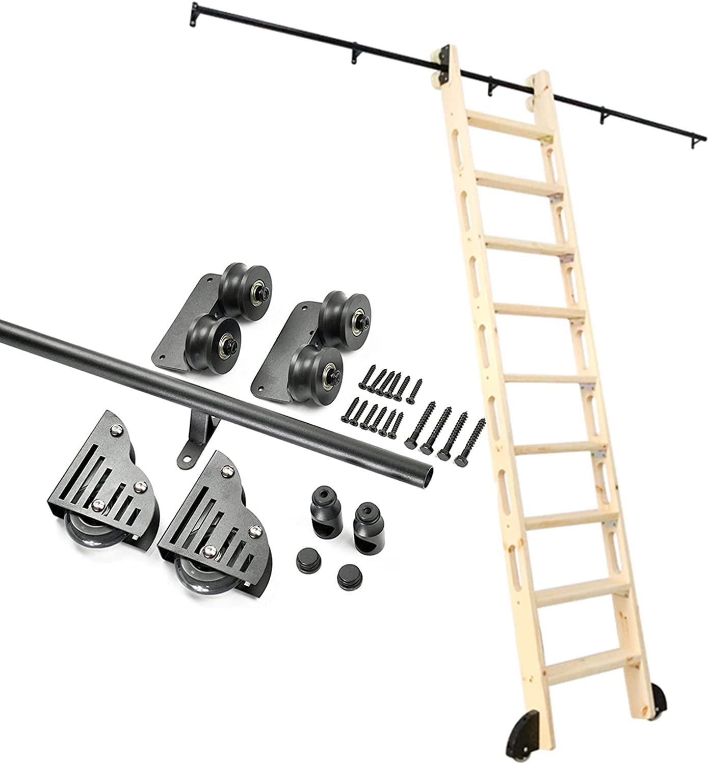 Quincaillerie pour échelle mobile avec roulettes fluides en kit complet modulable de 3 à 20 pieds