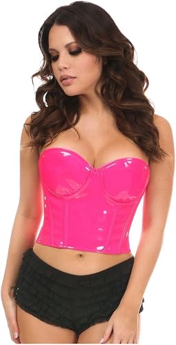 Lavish Pink Patent PVC Underwire Bustier (4X)