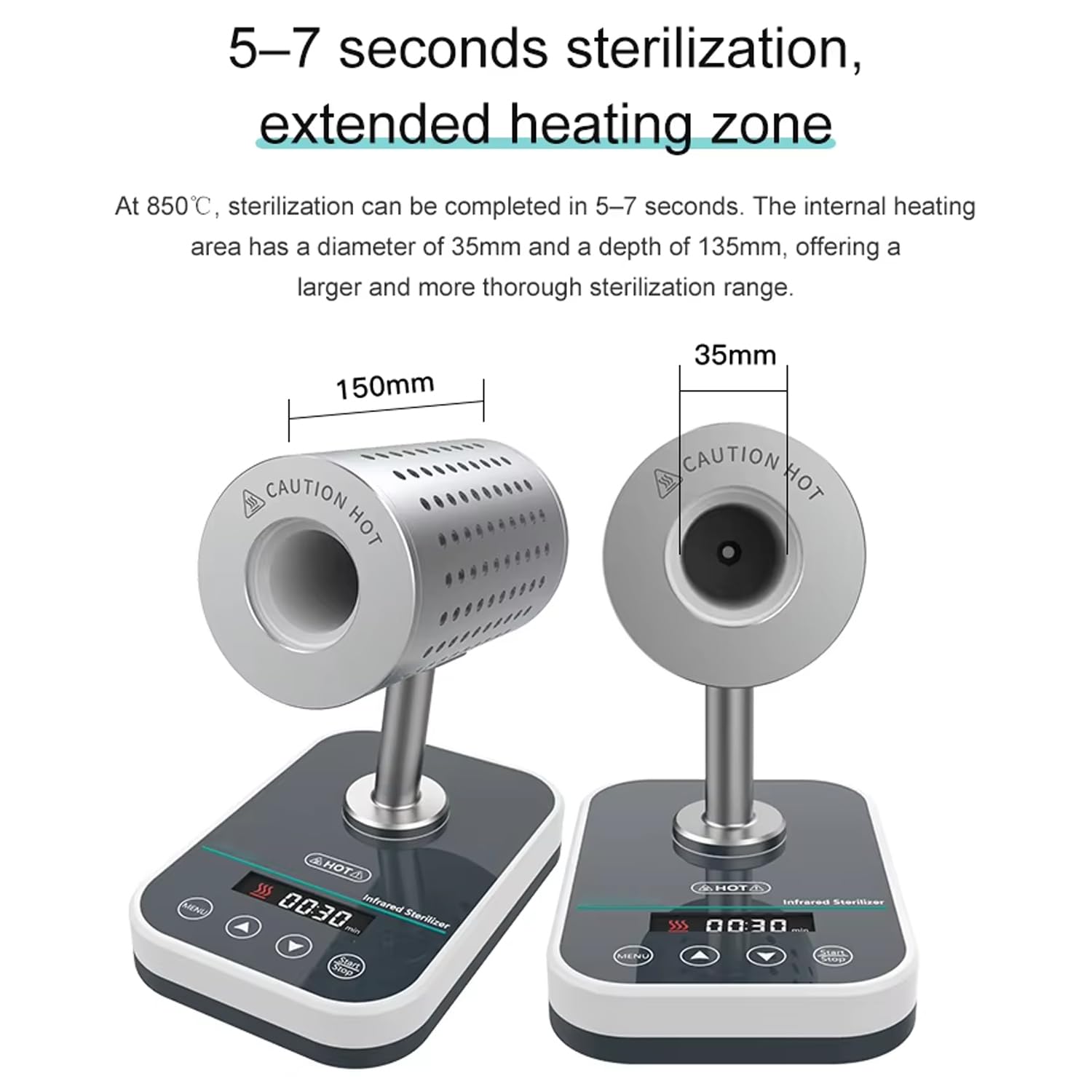 Sterilizzatore a Infrarossi da Laboratorio, Sterilizzatori per Autoclave, Temperatura Elevata 400°C/850°C, Sterilizzazione in 5-7 Secondi, Display Digitale LCD E Temporizzazione 0-8 Ore