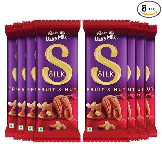 Cadbury Dairy Milk Silk Fruit & Nut Chocolate Bar, 55 Gram (Pack Of 8)