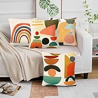 Vista 2 de 4 fundas de almohada modernas de estilo abstracto de mediados de siglo, 18 x 18 pulgadas, fundas de almohada bohemias para sofá, fundas de cojín