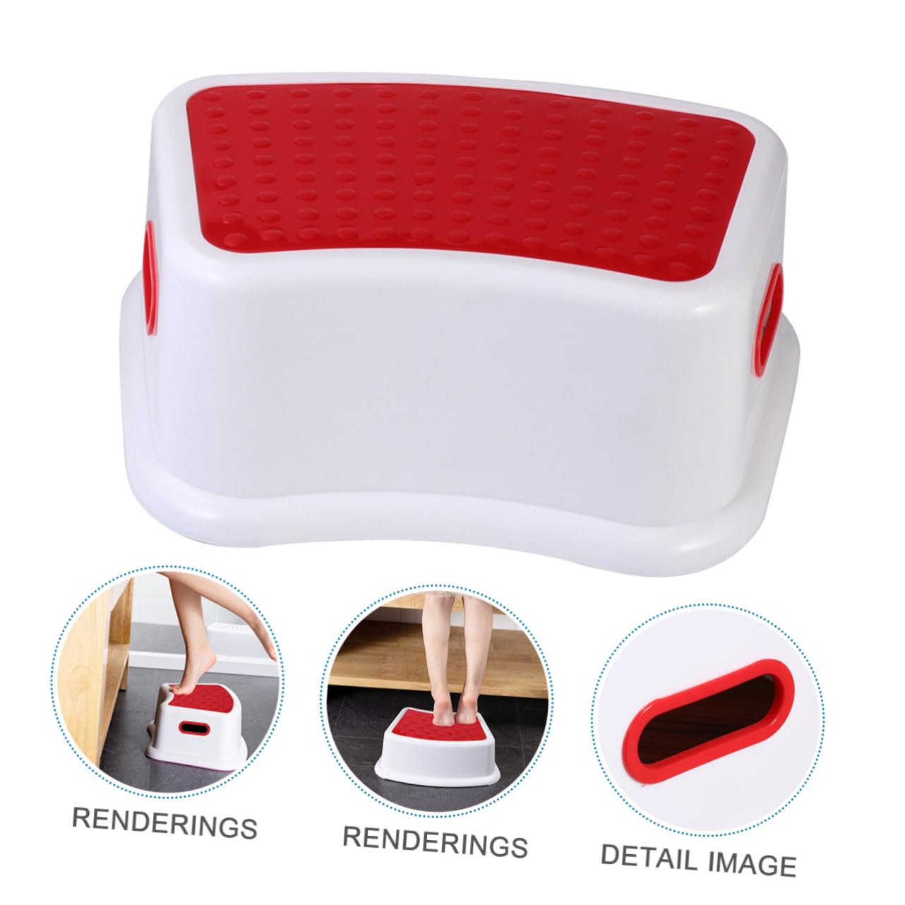 PRETYZOOM Sgabello per Bambini in Pp Rosso, Antiscivolo e Resistente Agli Urti, Leggero e Portatile, per Bagno e Casa
