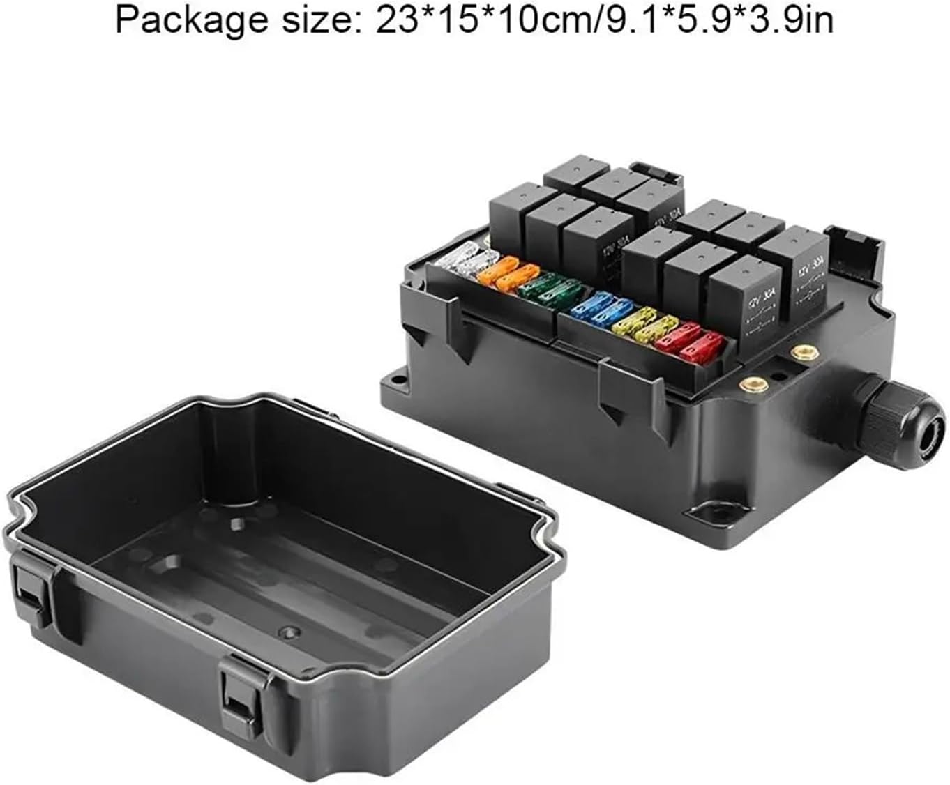 12V Universal Car Marine 12-Way Relay 12 Blade Fuses Holder Box Block Waterproof Fuse for Auto RV Yacht