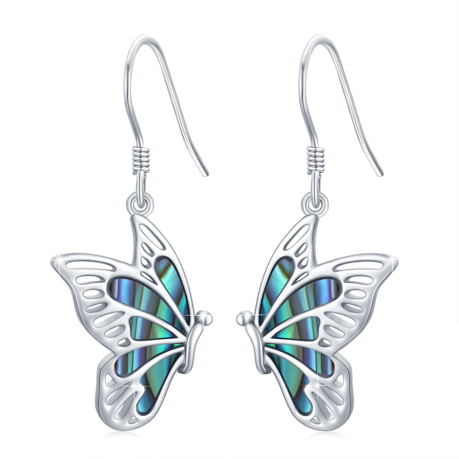 Pendientes colgantes de mariposa de plata de ley, hipoalergénicos, perfectos para orejas sensibles, regalo del día de la madre para mujeres y amantes de las mariposas, vienen con caja de regalo, 0.66