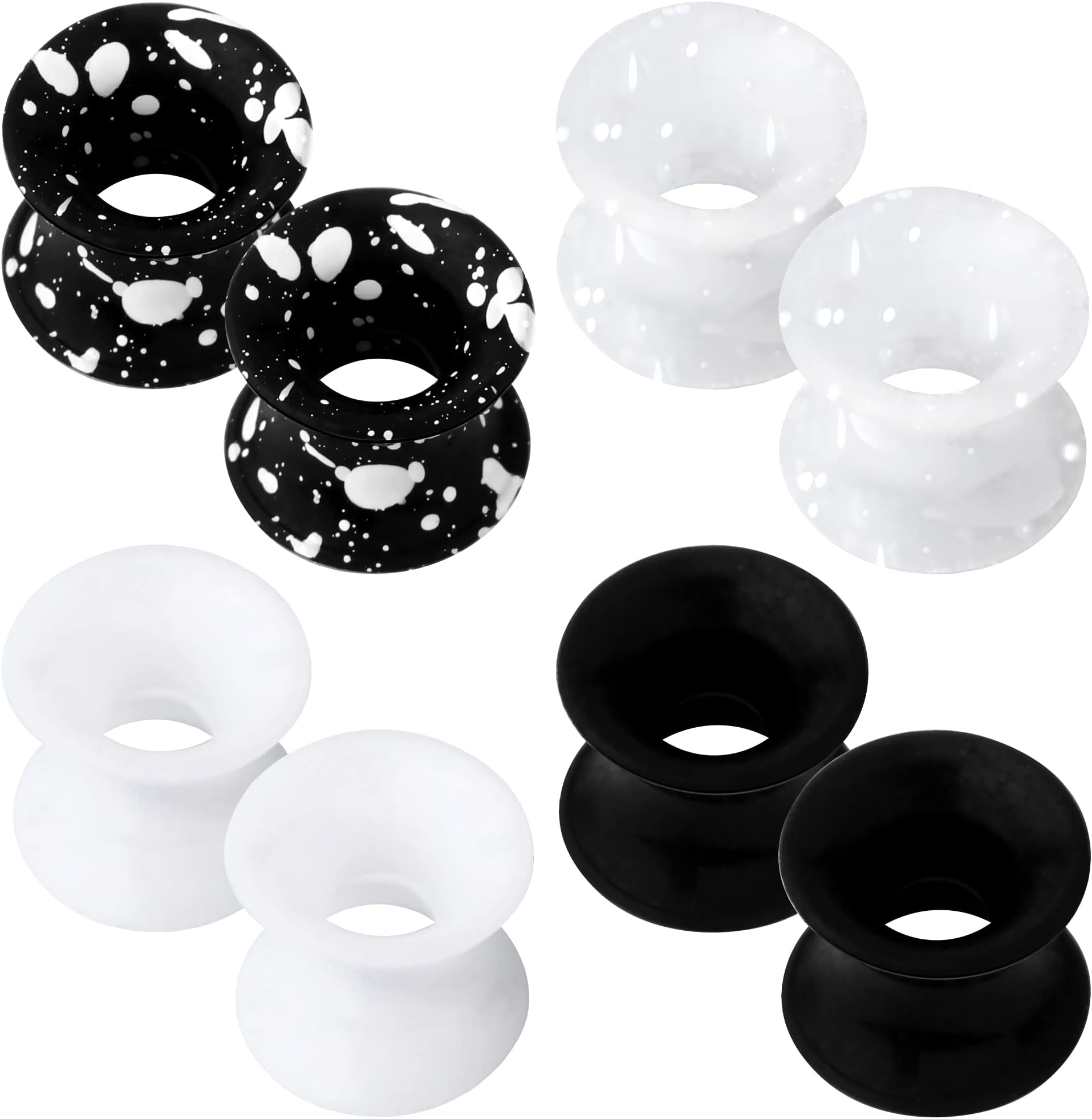 OUFER 8PCS Silicone Ear Gauges Flexible Ear Tunnels Plugs Stretchers Expander Double Flared Flesh Ear Piercing Jewelry for Women Men