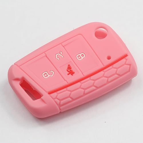 Miniatura 8 de Funda protectora de goma de silicona con 4 botones, compatible con Volkswagen VW GTI Golf 2015 2016 2017 2018 2019 2020, negro y rosa