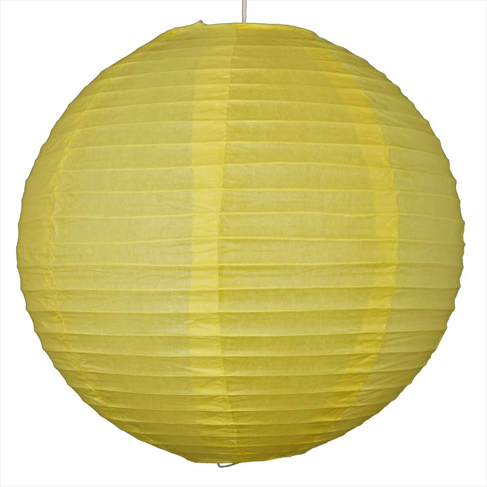 1 x 12" Yellow round paper lantern with wire ribbing