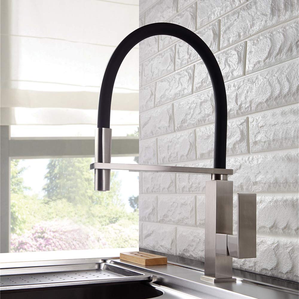 Robinet de cuisine extractible en nickel mitigeur évier laiton massif