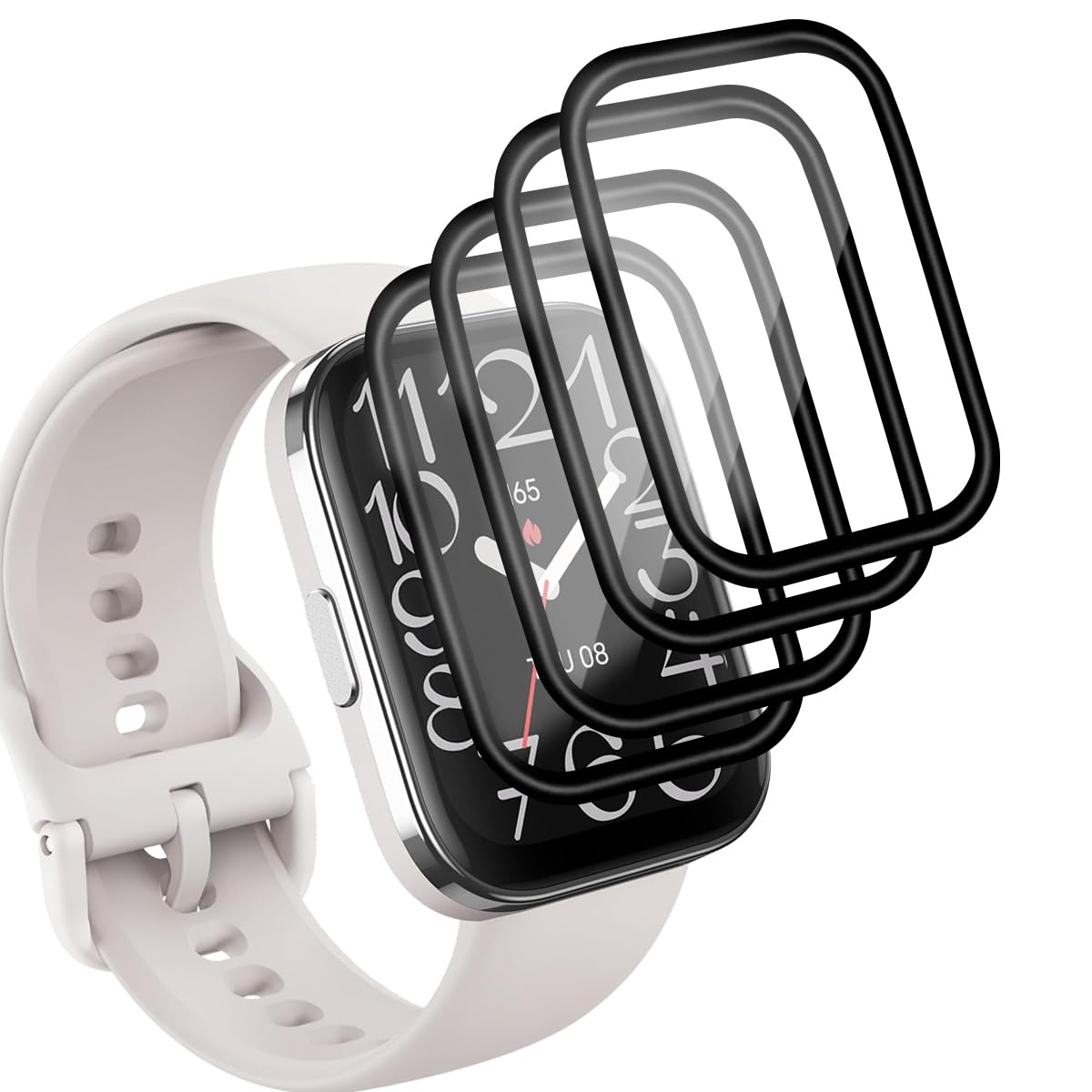 Protector Pantalla para Amazfit Bip 5 Unity 46mm Cristal Templado [4 Piezas], PMMA Protector Pantalla Compuesto, HD/Anti-Arañazos, 3D Curvado Película Protectora para Amazfit Bip 5 Unity 46mm