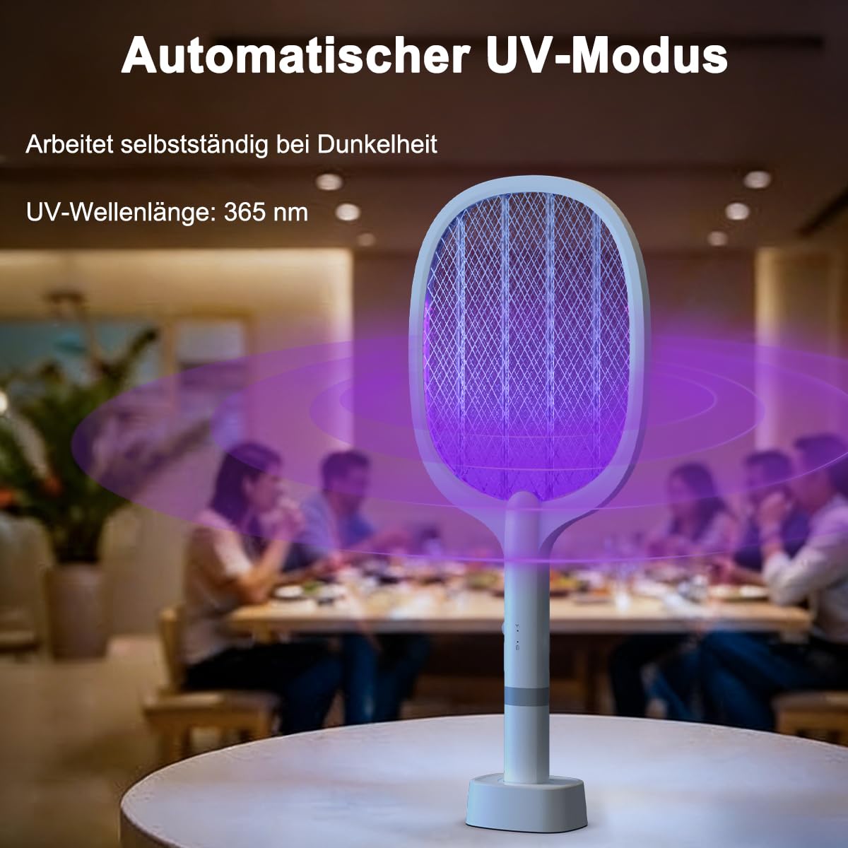 Raquette Electrique Insectes 5000V 2000mAh Anti Moustique UV USB-C Rechargeable 2 en 1 Intérieur Extérieur