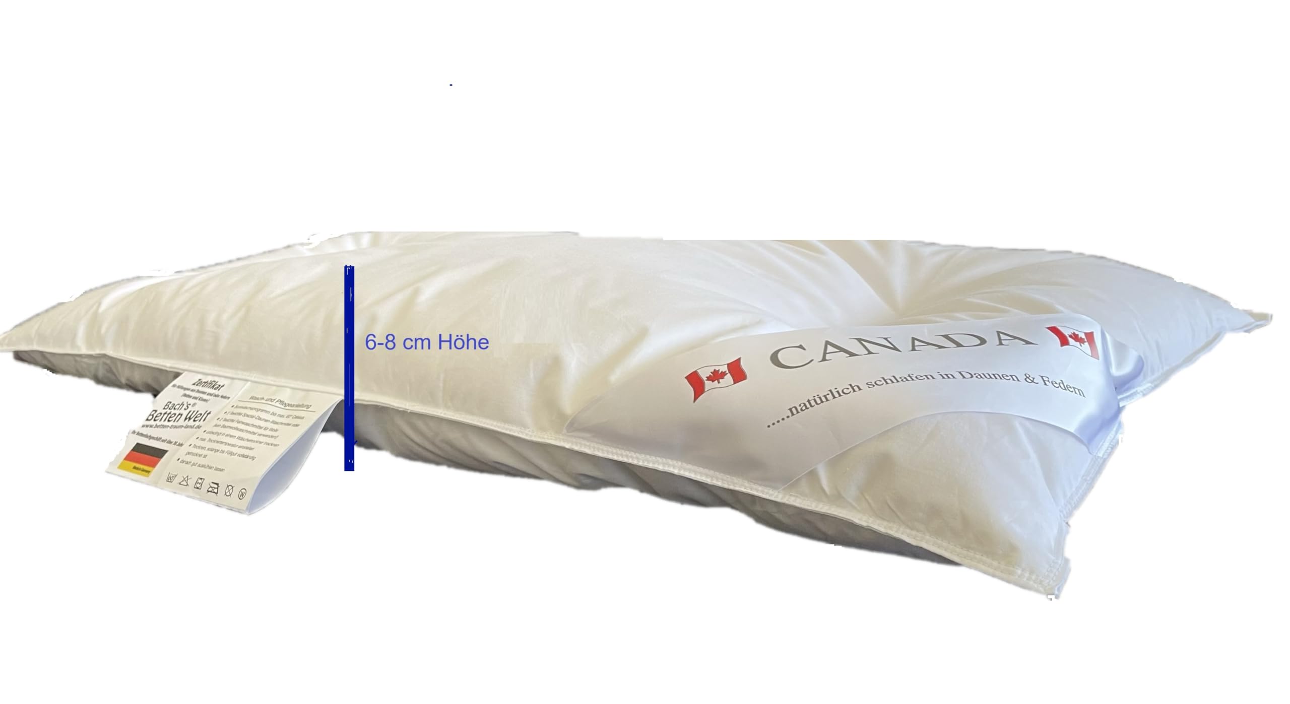 Bach's Betten Welt Mega Preis Canada Bauchschläferkissen Daunen- Federkissen 50/50 Soft Feeling 100% Natur DownPass NOMITE (80x80 cm)