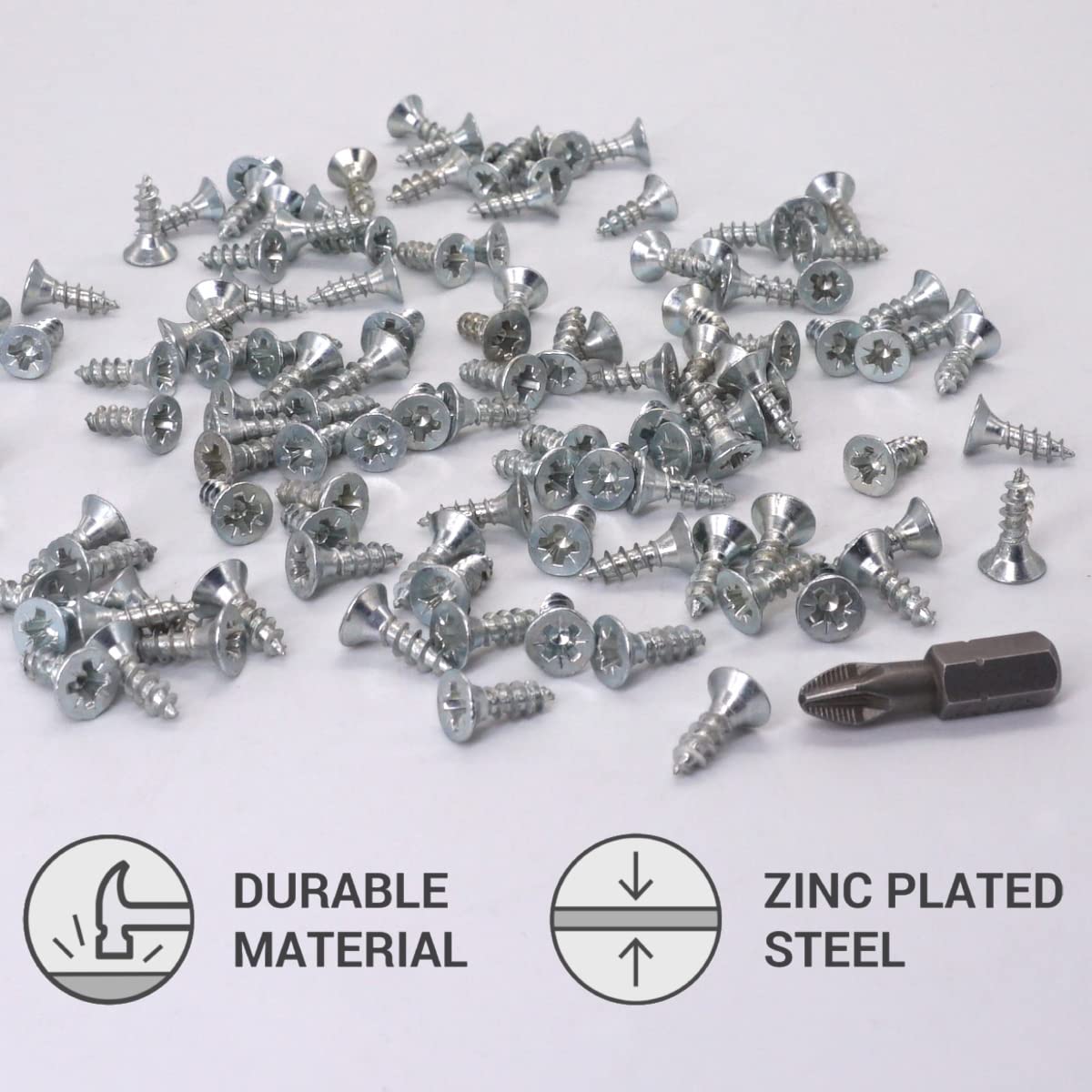 SKIR'CO (Pack of 500 pcs) Zinc Plated Steel 3.5 x 12 mm Silver Wood Screws, Pozidriv Countersunk Head, Chipboard Screws - Image 3