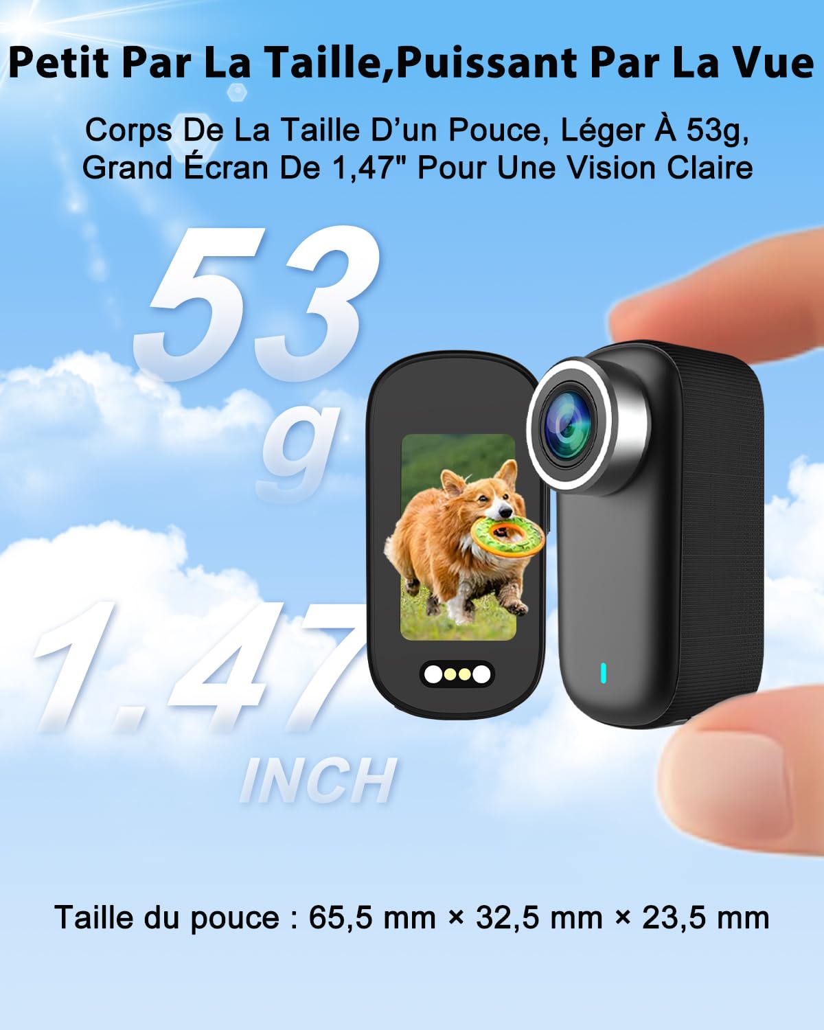 Camera Sport, Mini Camera Vlog POV WiFi 4K Bextgoo, Action Cam avec Carte 64 Go, Caméra Moto étanche IP65, Mini Caméra Portable avec Autonomie Jusqu’à 240 Minutes