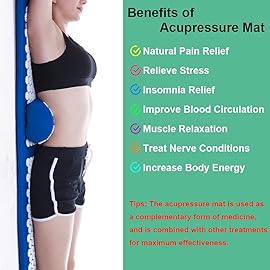 Acupressure Mat and Pillow Set with Bag - Extra Long Acupuncture Mat for Neck & Back Pain Relief- Naturally Relaxation Gift for Women - Stress Relief Massage Mat (Blue)