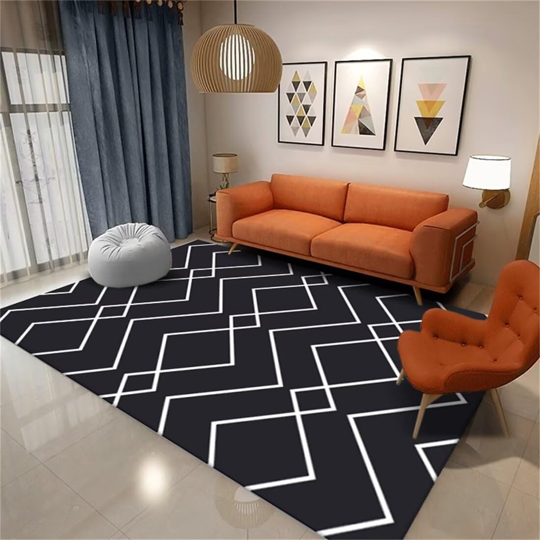 Tapis chambre ado blanc cassé idéal pour sols froids de salon