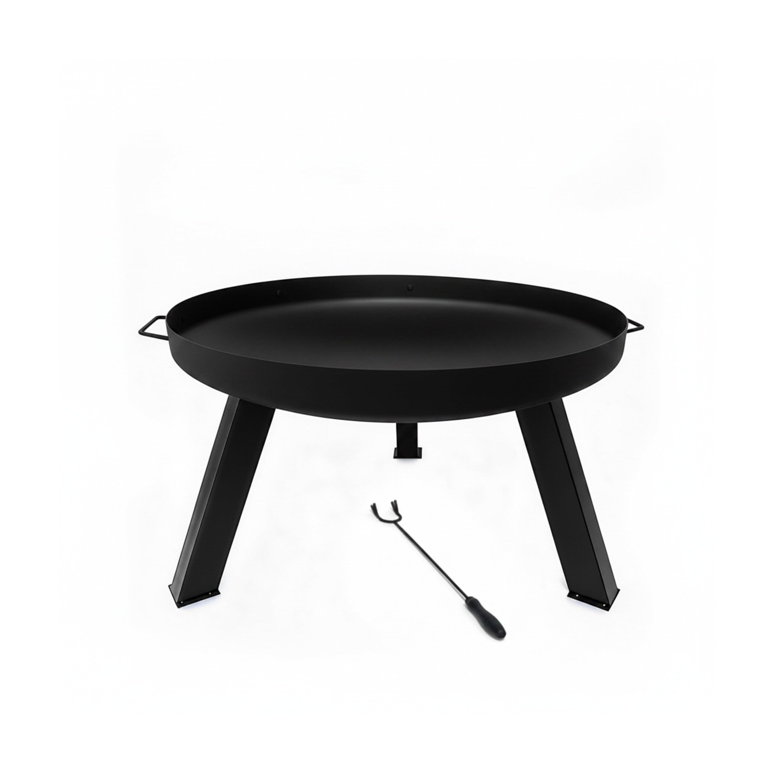 Relaxdays braciere, Ø 59 cm, con attizzatoio, Acciaio Verniciato a Polvere, per Giardino
