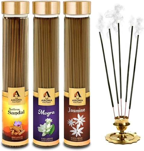 Miniatura 8 de The Aroma Factory Varitas de incienso orgánico (spa relajante, almizcle Kasturi, sandalia de azafrán) cero carbón  No tóxico  Fragancia aromática