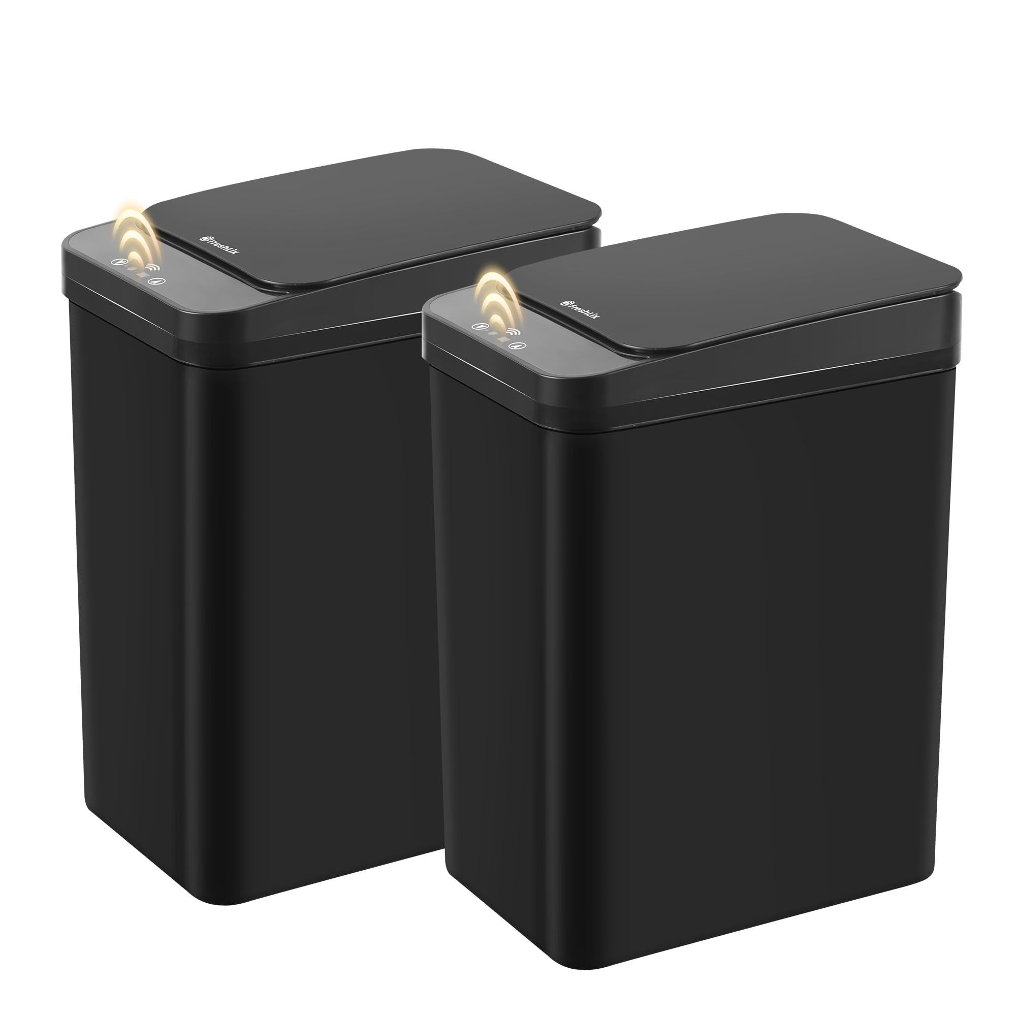 Motion Sensor Trash Can, 2 Pack 2.6 Gallon Automatic Touchless Garbage Can, Small Smart Trash Can, Slim Waterproof Trash Bin for Bedroom, Bathroom, Office, Living Room, Black