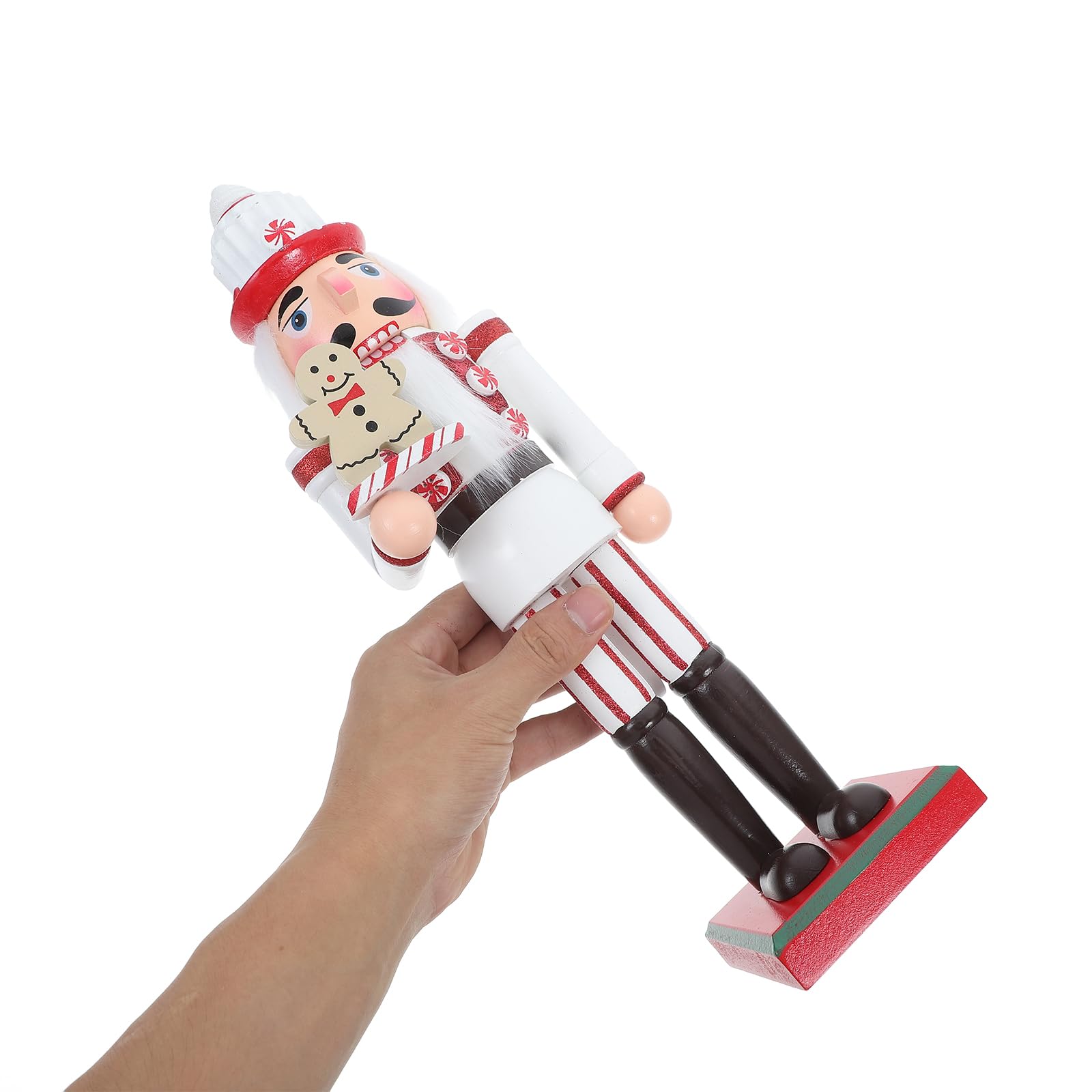 Ciieeo Holz Nussknacker Desktop Dekoration Kreativer Handbemalter Traditioneller Weihnachtsnussknacker 14 Zoll Festliche Ferienschmuck Figur