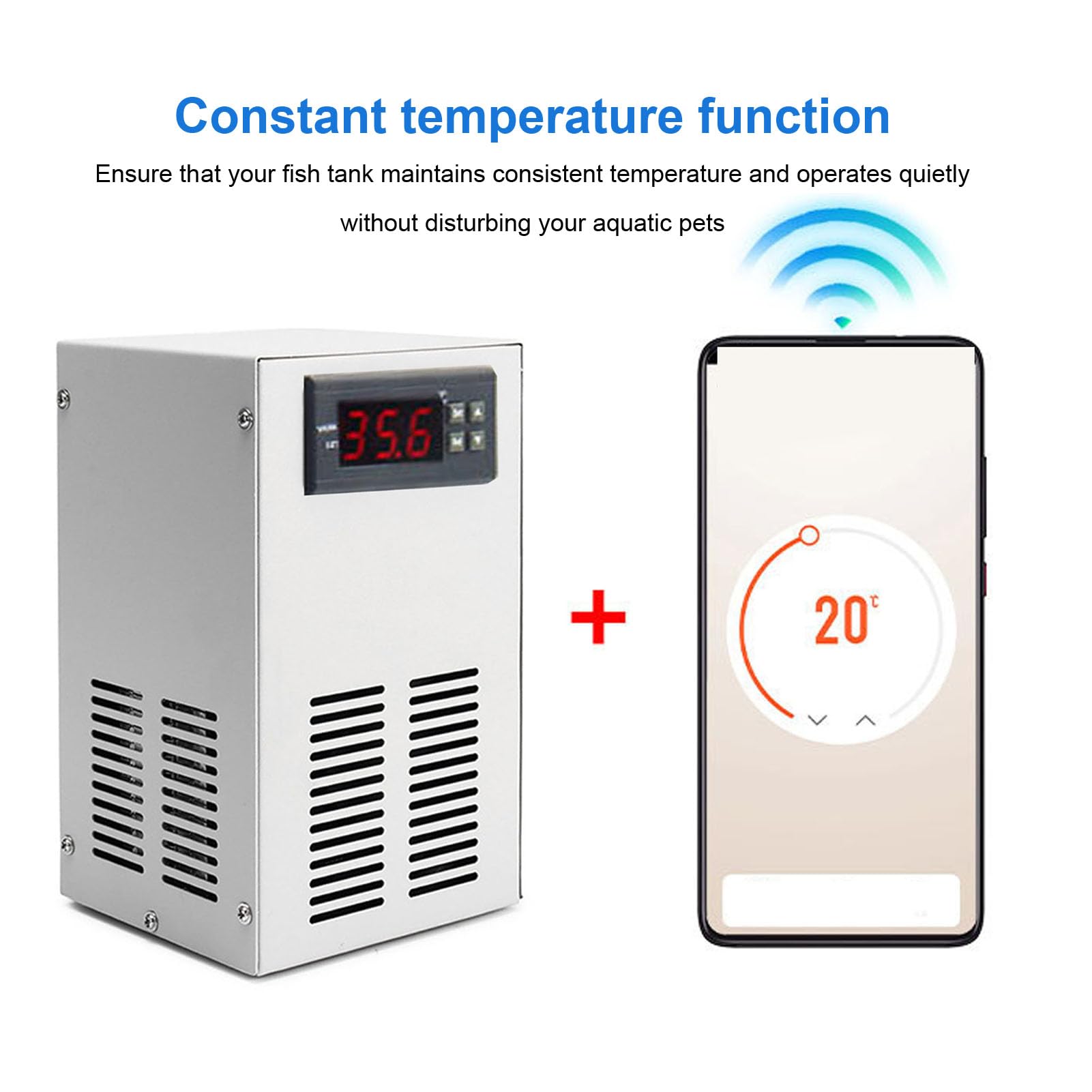 Enfriador de Agua para Acuario de 70-72W, Enfriador Ultrasilencioso Que Ahorra Energía (Enchufe Europeo 220V) | de refrigeración preciso para peceras, equipo de refrigeración para acuarios a temperatura constante