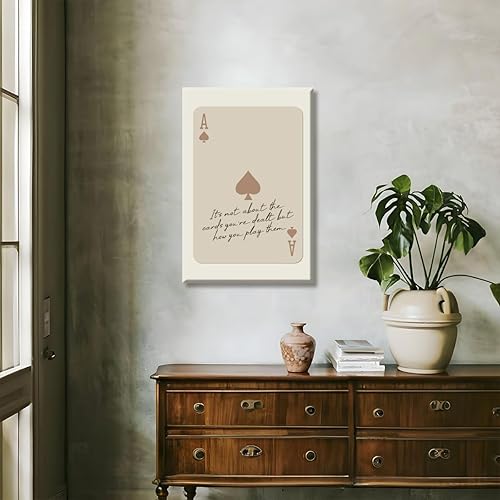 Miniatura 7 de Pósteres de moda Ace of Spades, tarjeta de juego retro, arte de pared, póster inspirador con cita inspiradora, tarjeta de As beige, motivacional,