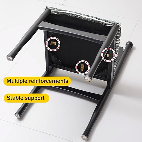 Miniatura 8 de Solid Wood Dining Chair Upholstered Kitchen Chairs, Dining Room Chairs of 4, Black Accent Chair for Kitchen, Dining Room, Living Room,