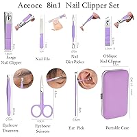 Vista 19 de Juego de cortaúñas profesional, kit de aseo de acero inoxidable, kit de manicura de viaje y pedicura, herramientas para el cuidado de uñas, kit